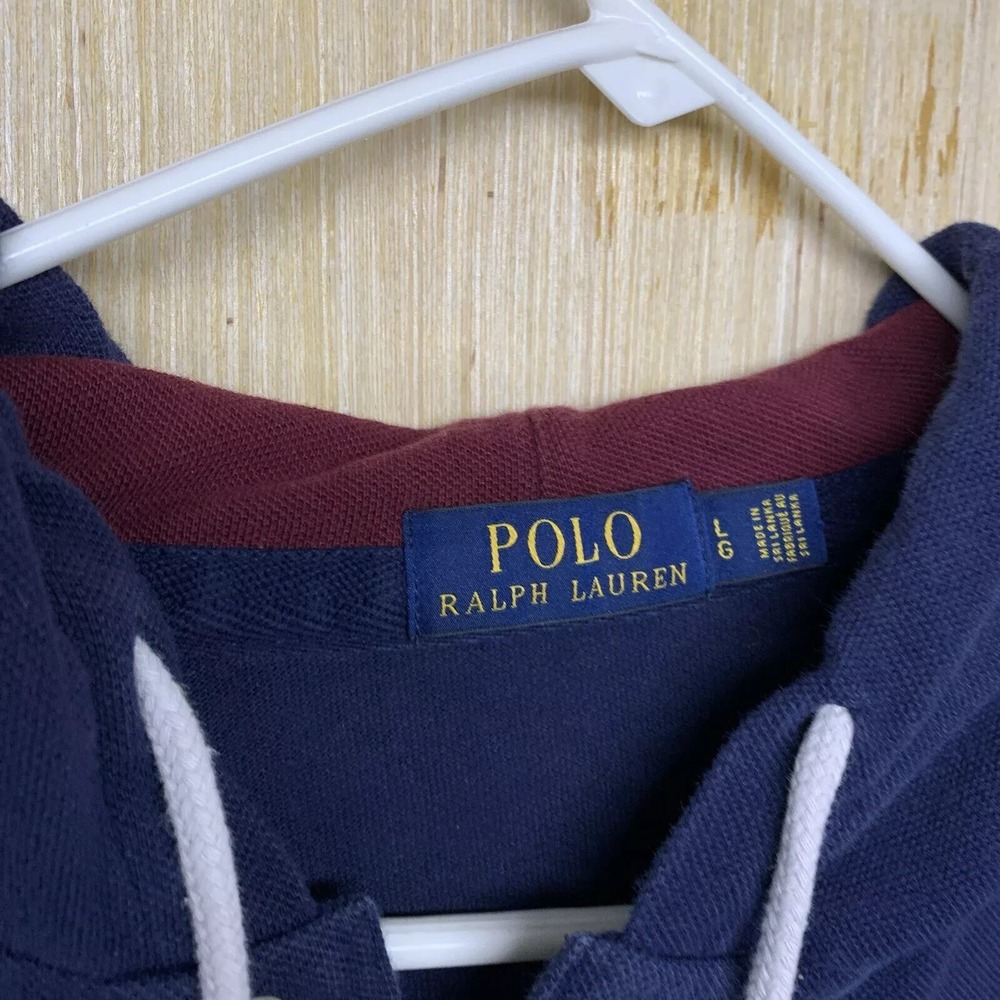 Polo Ralph Lauren Shirt Adult Large Blue Long Sleeve Men's Big Pony Hooded Crest - Picture 9 of 14